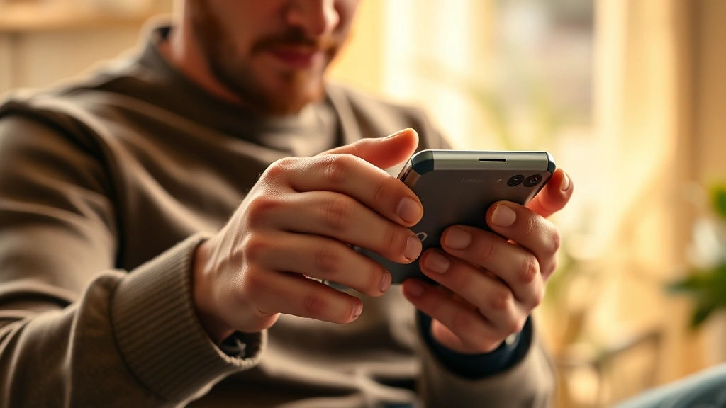 Gadget in actual use scenario, person holding device in real environment, warm natural lighting, lifestyle product photography, shows genuine usability