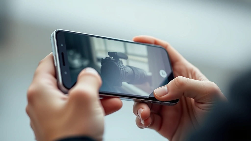 Close-up of hands holding and testing a premium smartphone with visible screen and camera system