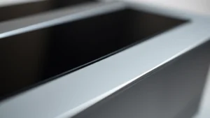 Close-up of premium device showing metallic finish and minimal design details, studio lighting, shallow depth of field, tech photography style