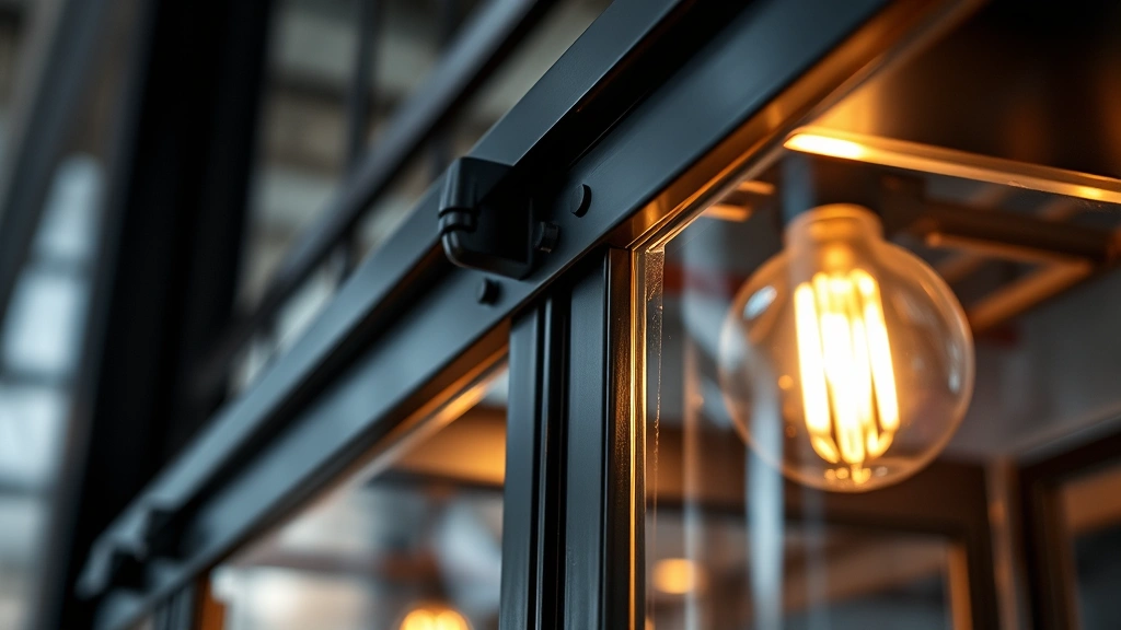 Close-up of premium metal and glass construction showing craftsmanship details, professional product photography lighting, shallow depth of field