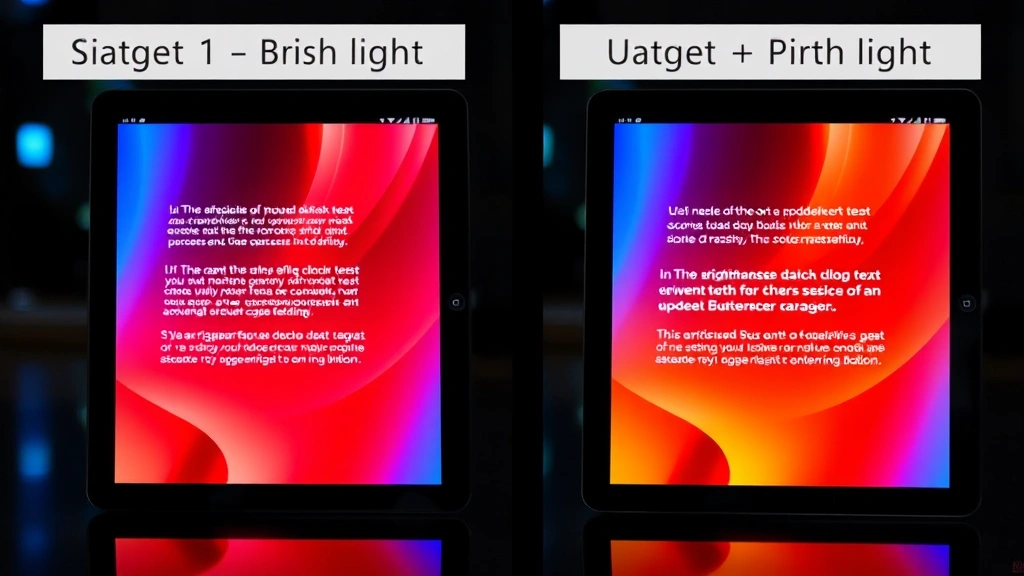 Split-screen comparison showing gadget display quality with vibrant colors and sharp text, demonstrating screen brightness and clarity in various lighting conditions
