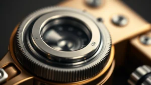 Close-up shot of premium metal and glass gadget with detailed surface texture and craftsmanship visible, professional studio lighting highlighting material quality