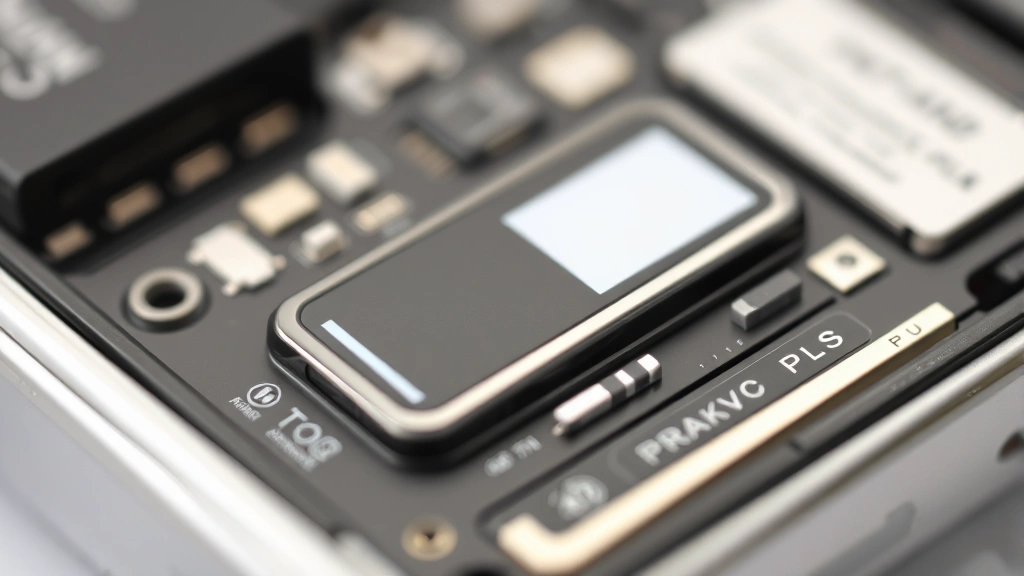 Close-up of device battery indicator and charging port with premium materials visible, macro photography of electronics components
