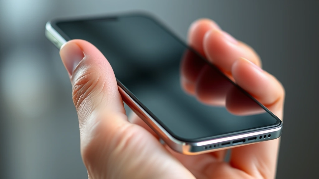 Close-up of hands holding premium aluminum and glass smartphone showing precise build quality and ergonomic design details