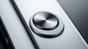 Close-up of sleek metallic gadget with matte finish, light reflecting off premium surfaces, professional product photography style