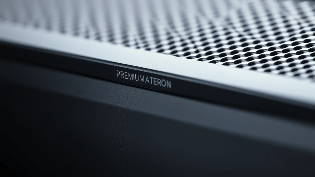 Close-up detail shot of premium gadget material texture with metallic finish and precise manufacturing seams, professional product photography lighting