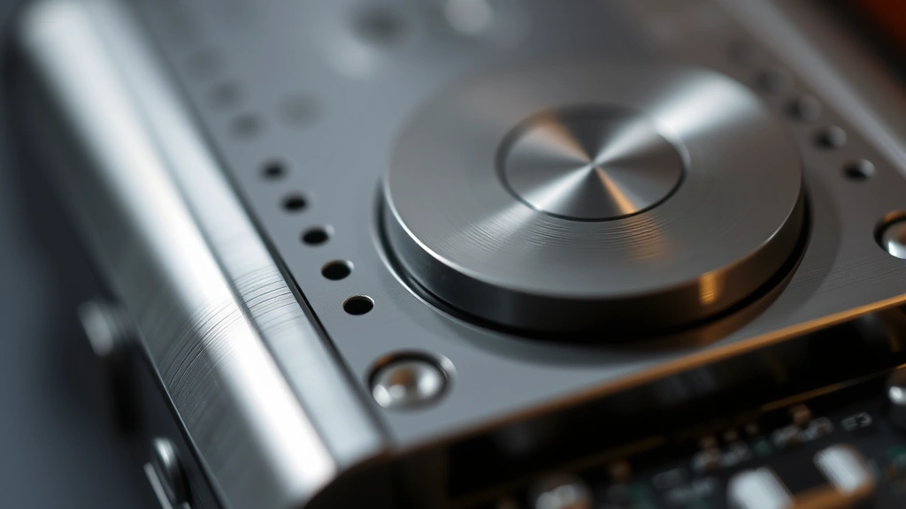 Close-up macro photography of a premium tech device showing intricate design details, metal finish, and build quality craftsmanship with shallow depth of field