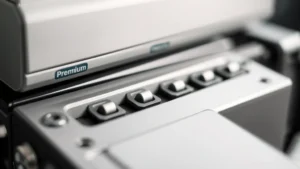 Close-up of premium materials and metal construction details on a modern tech device, shallow depth of field, studio lighting highlighting texture and craftsmanship