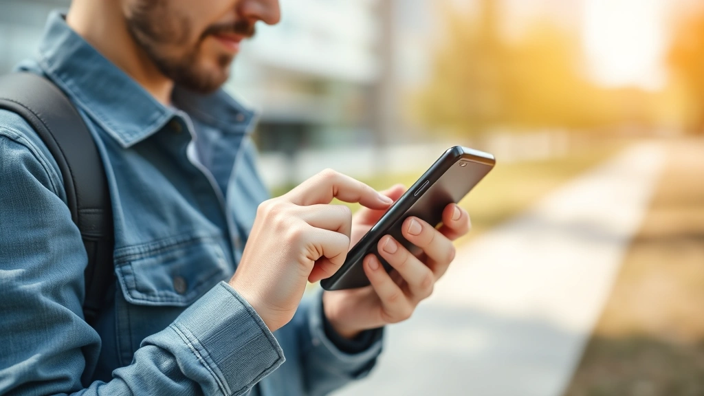 Person using advanced gadget outdoors in natural daylight, showing real-world interaction and display quality, candid tech moment