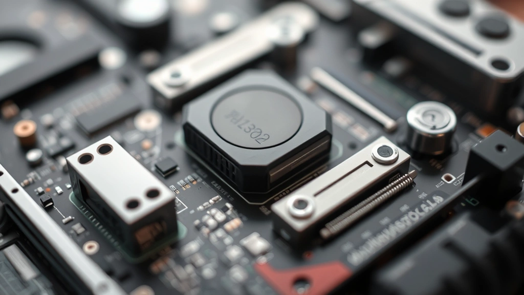 Close-up of premium tech gadget components showing circuitry, metal chassis details, and intricate engineering with shallow depth of field