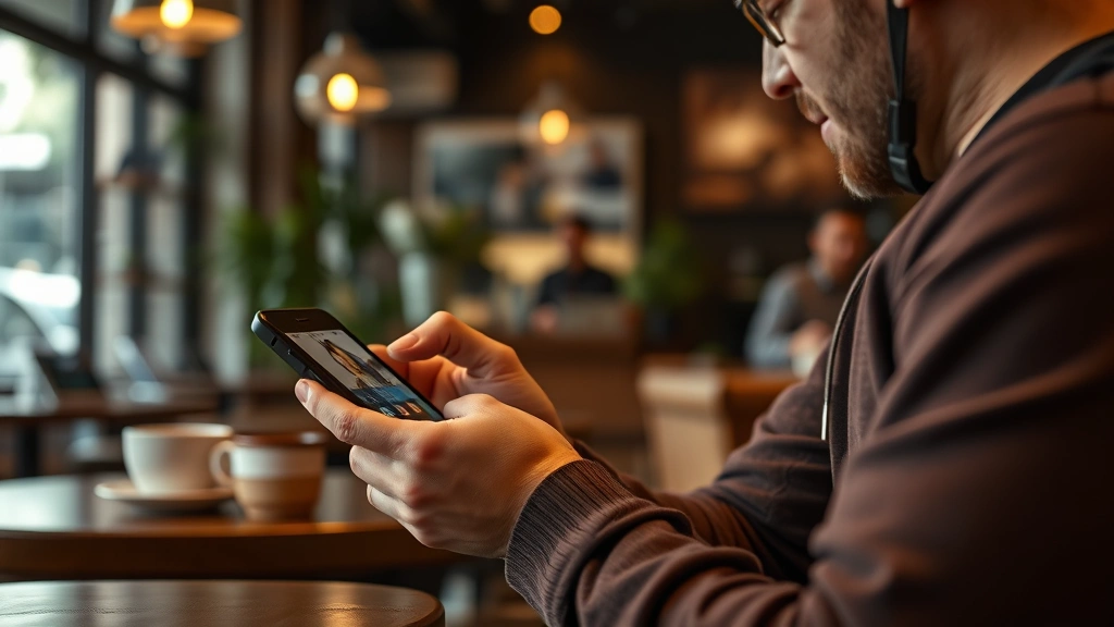 Lifestyle shot of person using the gadget in real-world setting like coffee shop or workspace, showing device in actual use context with natural ambient lighting