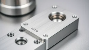 Premium aluminum and stainless steel gadget components with precise machining marks and textured surfaces, professional product photography lighting