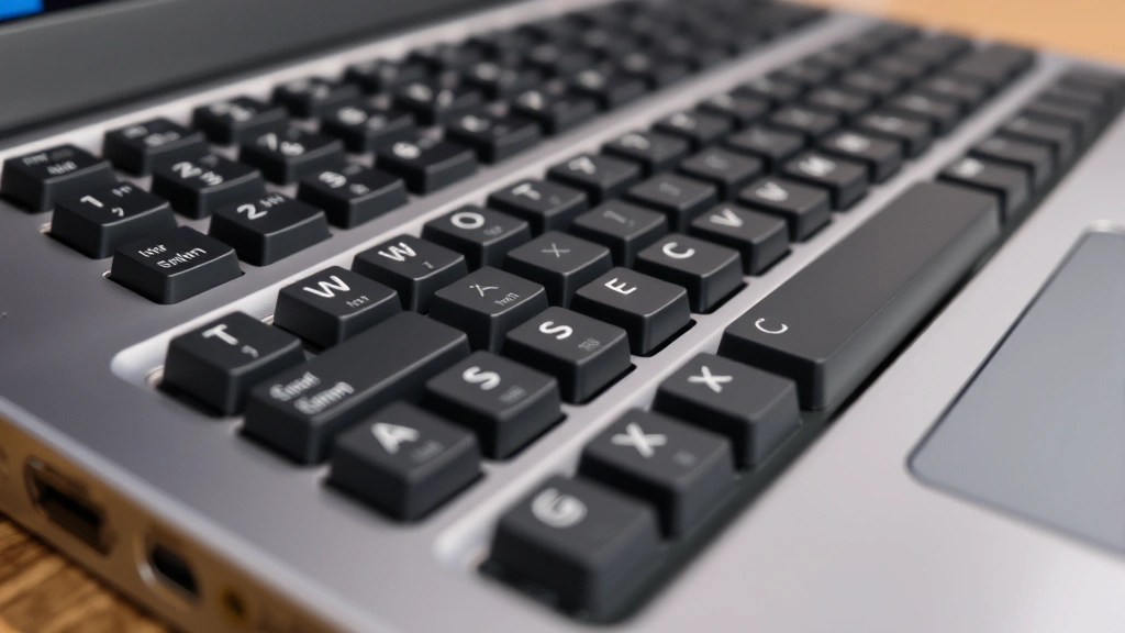 Close-up detail shot of high-quality mechanical keyboard switches and aluminum laptop chassis showing build quality and craftsmanship