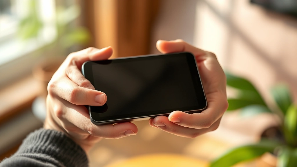 Hands holding premium tech device showing build quality and design, natural lighting, lifestyle photography perspective showing real usage